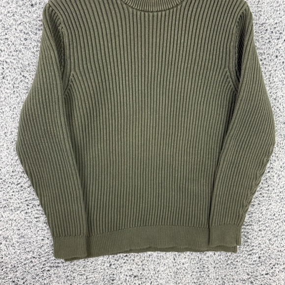 L.L.Bean Sweater Mens 2XL Olive Green Rib Knit Cotton Crewneck Pullover Heavy - Picture 3 of 13